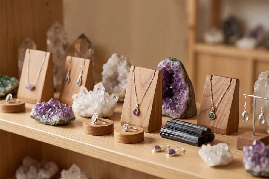 Minerals, quars i joieria de plata amb pedra natural